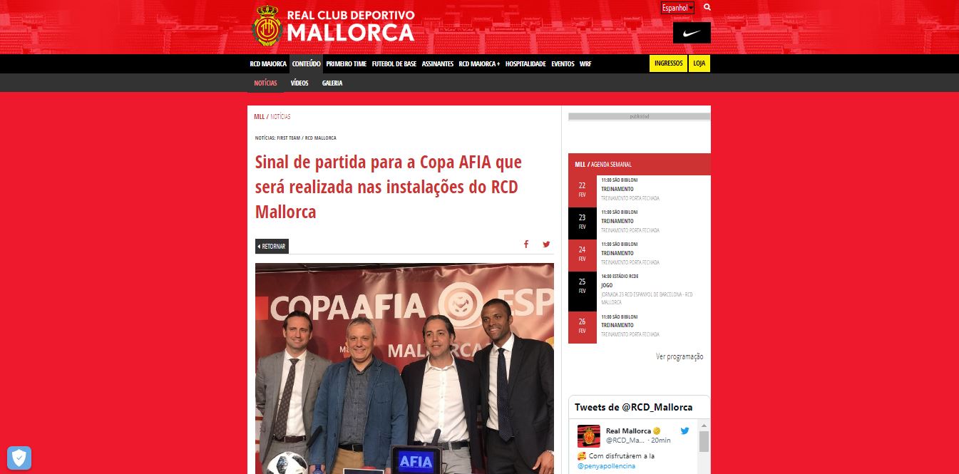 Sinal de partida para a Copa AFIA que será realizada nas instalações do RCD Mallorca