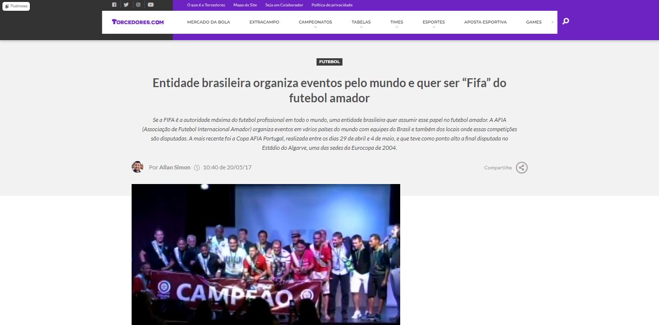 Entidade brasileira organiza eventos pelo mundo e quer ser “Fifa” do futebol amador