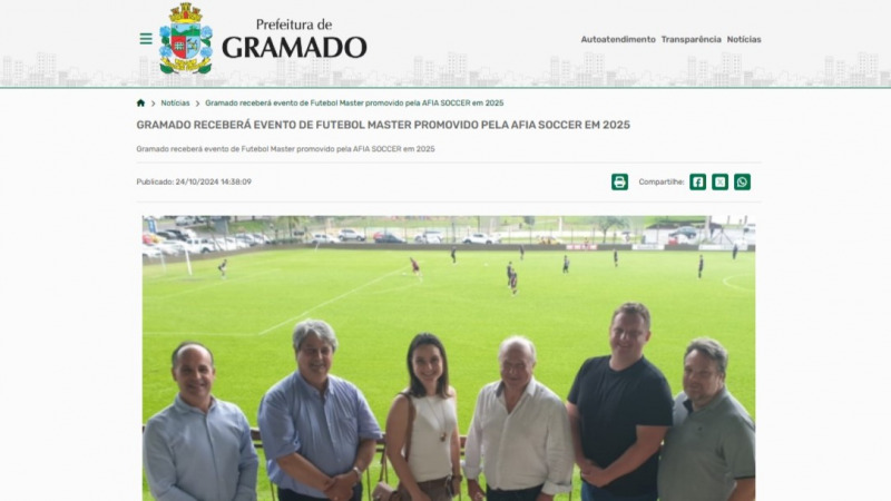 Gramado receberá evento de Futebol Master promovido pela AFIA SOCCER em 2025